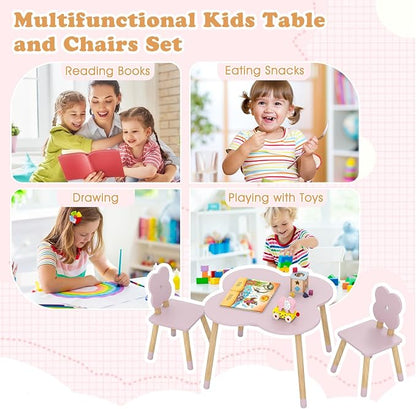 Costzon Kids Table and Chairs, Wooden Toddler Desk Set - Image 7