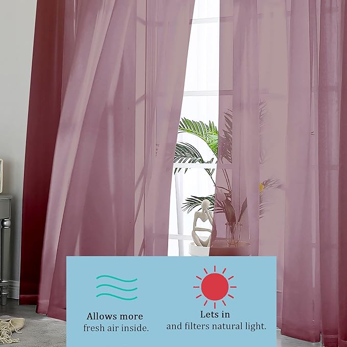 Sheer Curtains 96 Inch Long, Elegant Sheer Curtains - Image 4