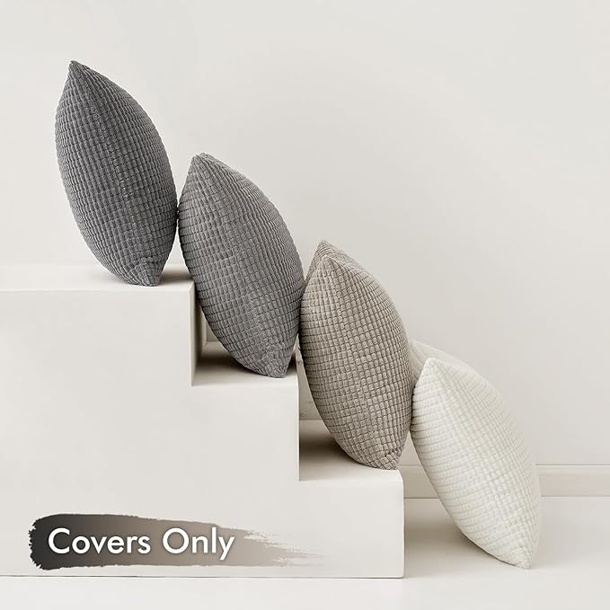MIULEE Timeless Neutral Pillow Covers 18x18 Inch Set of 4 Mid Century Modern - Image 5