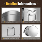 PERFERATE 304 Stainless Steel Airtight Canister 6L/12L Food Storage Bucket with Lids and Sturdy Locking Clamp Metal Cereal Rice Storage Container for Flour, Coffee Bean, Sugar, Cookie (33L)