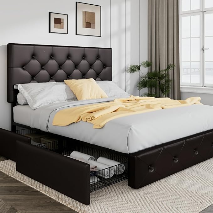 Allewie Upholstered Queen Size Platform Bed Frame by Allewie