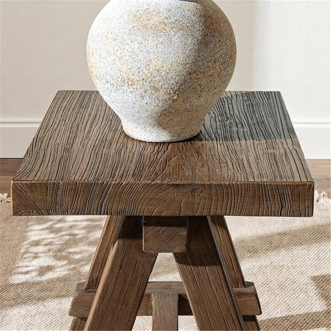 Pemberly Row 18 in Square Reclaimed Elm Side Table, Medium-Dark Brown Finish - Image 7