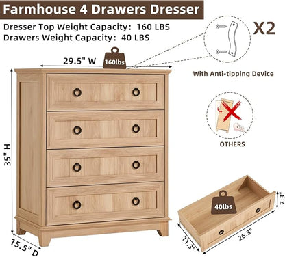 Joaxswe Farmhouse 4 Drawer Dresser - Image 2