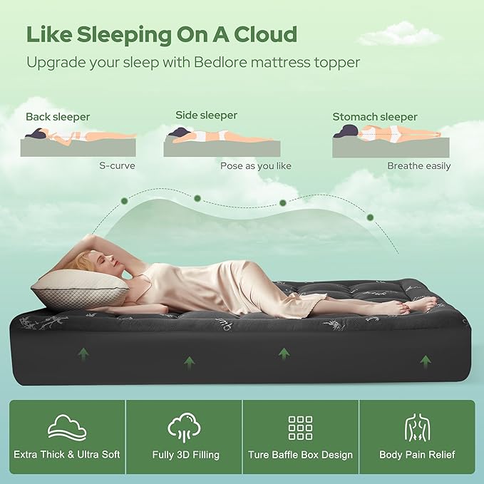 BEDLORE California King Mattress Topper Viscose Derived from Bamboo, Thick - Image 4