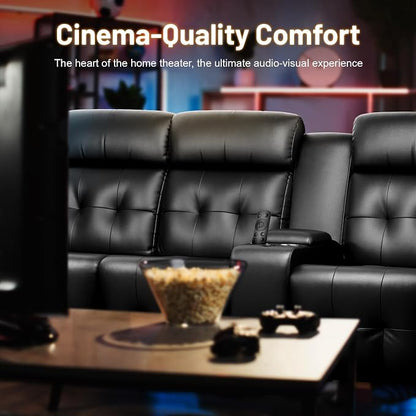 Loveseat Recliner Sofa, 3-Seater Home Theater Seating Massage Reclining Couch - Image 8