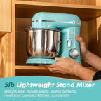 Kitchen in the Box Stand Mixer, 3.5 QT Small Electric Kitchen Mixer, 10-Speed Portable Lightweight Food Mixer with Stainless Steel Bowl, Egg Whisk, Dough Hook, Beater (Sky Blue)