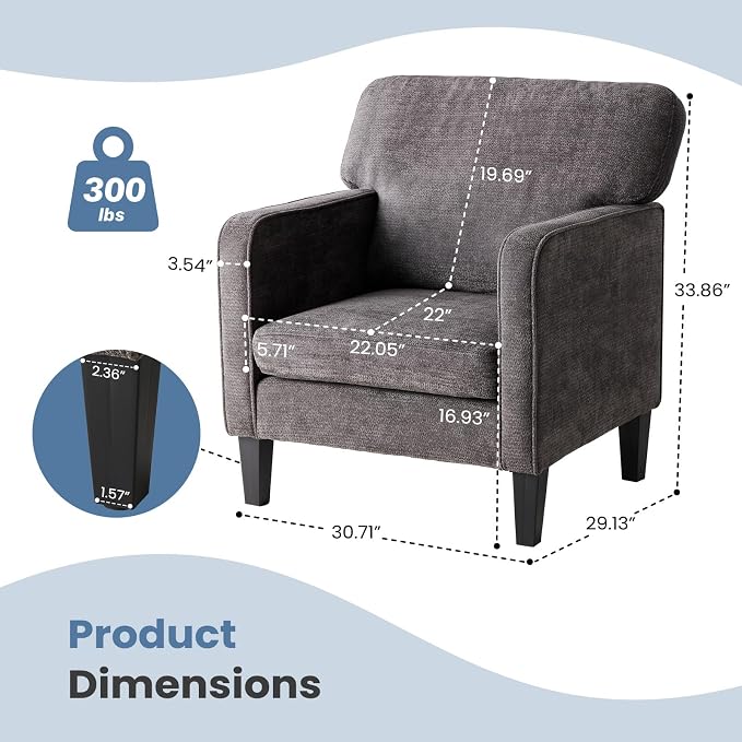 DUMOS Modern Accent Chairs for Living Room, Corner Chairs for Adults, Reading - Image 3