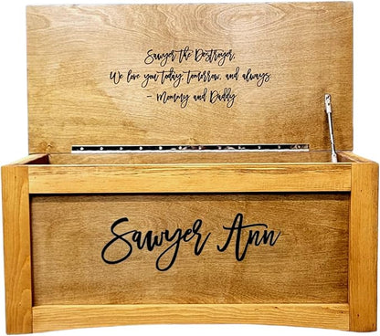 Personalized Engraved Wooden Toy Box by Handmade