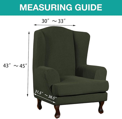 Turquoize Wingback Chair Covers 2 Piece Wing Chair Slipcover Stretch Slipcovers - Image 5
