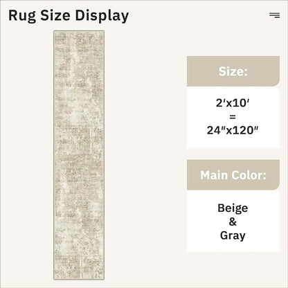 Soalmost Abstract Runner Rug 2x10 Hallway Kitchen Runners Beige/Gray | Vintage - Image 5