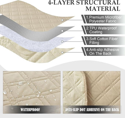 Genina L Shape Couch Cover, Sectional Couch Chaise Covers, Waterproof Washable - Image 3