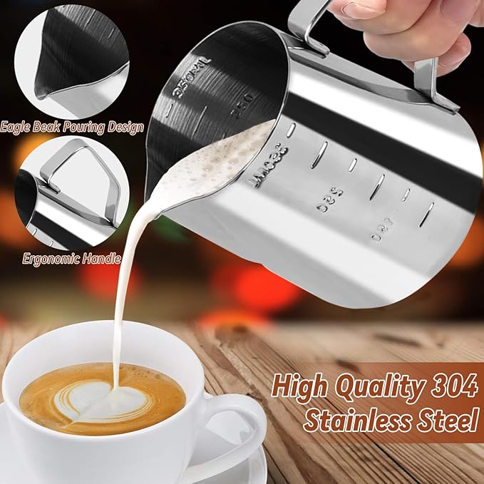 Yeelan 22 PCS Espresso Accessories, 51mm Coffee Espresso Tamper Set, with Espresso Tamper, WDT Tool, Coffee Stirrer, Frothing Pitcher, Latte Art Pen, Tamper Mat, Coffee Stencils for Espresso Machine