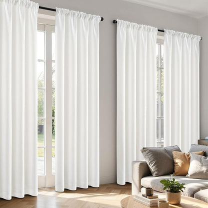 MIULEE 84 Inch Length Natural Blackout Bedroom Curtains Set of 4 | Thermal - Image 2