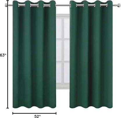 Dark Green Bedroom Blackout Curtains/52 x 63 Inch Long/Set of 2 Curtain - Image 10