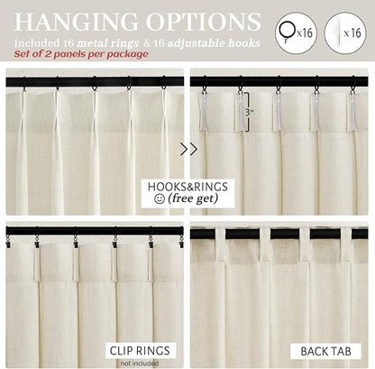 Cream Beige Linen Sheer Curtains 90 Inches Long - Image 5