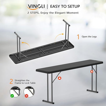 VINGLI 6 FT Narrow Folding Table, Home Work - Image 7
