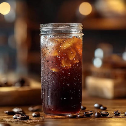 ComSaf 24 oz Mason Jars Wide Mouth 6 Pcs, Large Canning Jars with Seal Bands, 24 oz Glass jar with Lid for Jam, Sauce, Juice, Coffee, Pickling, Fruit, Dessert, Kitchen Storage, Vanilla Extract