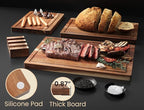 Acacia Wood Cutting Boards for Kitchen(Set of 3),Wooden Chopping Boards Set with Juice Groove, Large Serving Board with Holder,Butcher Block for Meat,Vegetables,Fruit