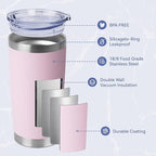 HASLE OUTFITTERS 20oz Stainless Steel Tumblers Bulk, Insulated Travel Cup with Lid, Double Wall Vacuum Coffee Mug for Cold & Hot Drinks 8 Pack, Light Pink