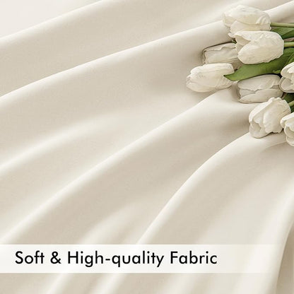 MIULEE Beige White Back Tab Blackout Curtains 52x72 Inches Long 2 Panel Set | - Image 6