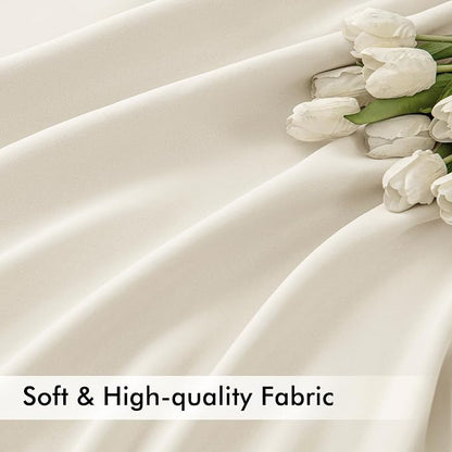 MIULEE Beige White Back Tab Blackout Curtains 52x90 Inch Long 2 Panels Set | - Image 6