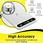 Mik-Nana Food Scale White, 22lb/10kg Digital Kitchen Scale Grams and oz for Baking Cooking and Weight Loss, 1g/0.04oz Precise Graduation, Easy Clean Stainless Steel