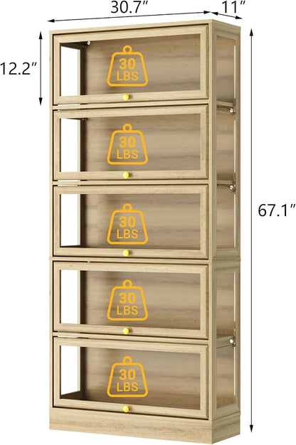 Display Cabinet with Acrylic Glass Doors, 5-Tiers Curio Cabinet with LED - Image 2