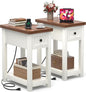 Narrow End Table Set of 2 with Charging Station by Armocity