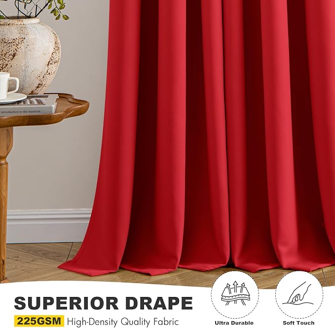 MIULEE Blackout Curtains for Bedroom 2 Panels 40x45 Inch Long Christmas Red | - Image 5