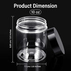 Patelai 4 Pieces Round Wide-mouth Leak Proof Plastic Container Jars with Lids for Travel Storage Makeup Beauty Products Face Creams Oils Salves Ointments DIY Making(10 Ounce,Black)