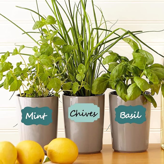 Labels for Food Containers 120Pcs Removable Waterproof Write-on Kitchen Label Stickers for Jars Bottles Bins and Home Storage Organization with 2 Markers, Colored Chalkboard Pantry Labels in 5 Sizes