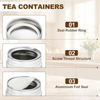 uxcell 2Pcs Round Tea Canisters, 4" x 4" Airtight Metal Tea Containers for Loose Tea, Coffee Beans, Spices - Durable, Compact, and Stylish Storage Tea Tin (White)