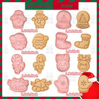 8 Piece Christmas Cookie Cutters, 3d Raised Design Gingerbread Cookie Stamps, Cookie Cutter Set suitable for Frosting Decoration, Mini Pie Molds, Apple Pie Pastry Biscuit Cutter (Christmas-D)