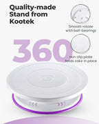 Kootek 71PCs Cake Decorating Kit, Baking Supplies Tools - Includes Cake Stand Turntable, 12 Icing Piping Tips, 2 Frosting Spatulas, 3 Scrapers, 50+2 Piping Bags, Coupler, Video Tutorial, Booklet