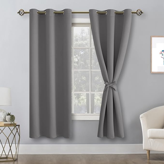 Blackout Curtains for Bedroom, 38 x 63 Inches Length, Light Grey | Thermal - Image 9