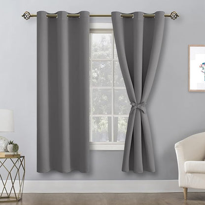 Blackout Curtains for Bedroom, 38 x 63 Inches Length, Light Grey | Thermal - Image 9