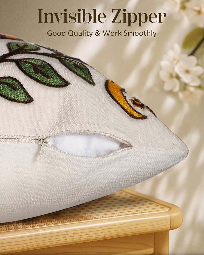 Embroidered Lumbar Pillow Cover 20x12 Inch, Sunflower Moon | Decorative Throw - Image 3