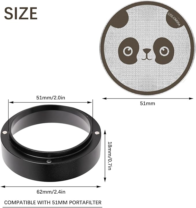 51mm Espresso Accessories Kit, Dosing Funnel and Puck Screen Set, Magnetic Coffee Funnel, 51mm Reusable Espresso Puck Screen, Espresso Tools(Panda)