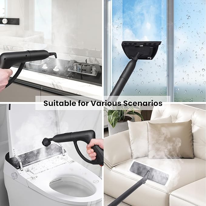 Steam Cleaner Sweepcent 1.5L Steamer for Cleaning Fast Heating 6-in-1 Multi-Surface with 8 Accessories UL499 Certified portable High Pressure Steam Cleaner for Home, Car, Floors, Sofas, Tiles, Grout