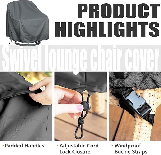 Outdoor Swivel Lounge Chair Cover 4 Pack, Waterproof Heavy Duty Outdoor Chair - Image 3