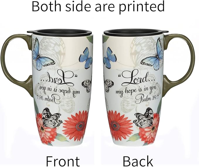 Topadorn Ceramic Latte Mug 17 oz. Coffee Cups with Sealed Lid and Color Box,set of 2