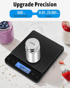 NEXT-SHINE Gram Scale, Weighs Up to 500g (0.01g), Mini Pocket Size Digital Coffee Espresso Scales with 2 Plastic Trays
