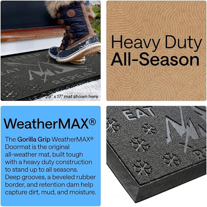 GORILLA GRIP 100% Waterproof All-Season WeatherMAX Doormat, US Designed Natural - Image 3