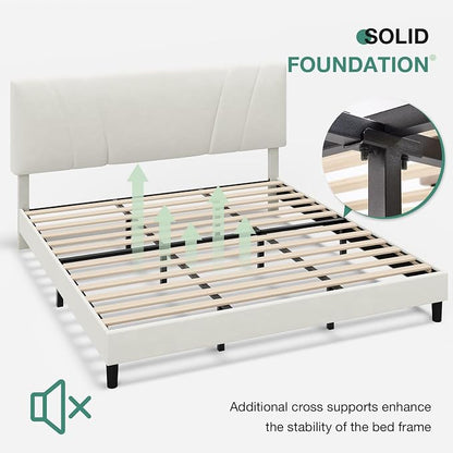 Novilla King Bed Frame and Headboard, King Bed Frame, Velvet Upholstered Bed - Image 8