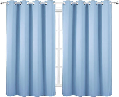 Blackout Curtains 52 x 45 inch/Sky Blue Curtains Set of 2 Panels/Thermal - Image 2