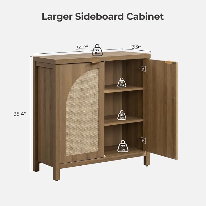 SICOTAS Rattan Sideboard Buffet Cabinet - Image 2