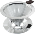 Waziaqoc Pour Over Coffee Dripper, Reusable Paperless Coffee Filter for 1-2 Cups, Stainless Steel Drip Cone Brew Coffee Strainer,Upgraded Double Micro Mesh Filter with Cup Stand