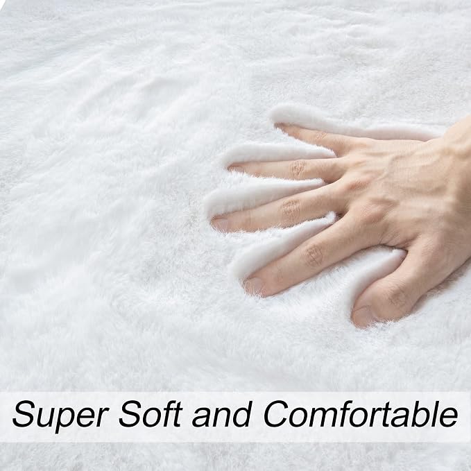 ORINOVA White Shag Round Rugs 8ft - Image 5