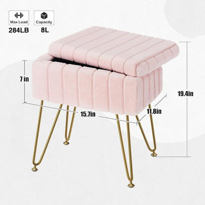 Greenstell Vanity Stool Chair Faux Fur - Image 3
