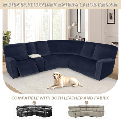 Arfntevss Sectional Recliner Couch Covers Velvet Washable Corner Sectional Sofa - Image 3